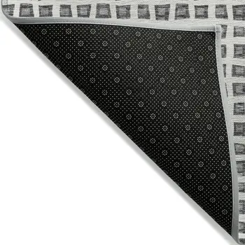 8' X 10' Gray Charcoal And Silver Geometric Washable Indoor Outdoor Area Rug