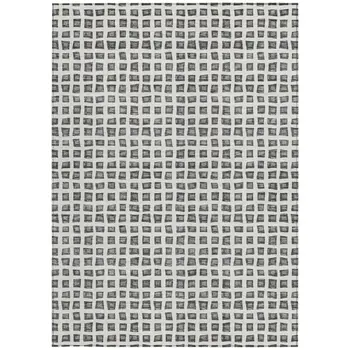 9' X 12' Gray Charcoal And Silver Geometric Washable Indoor Outdoor Area Rug