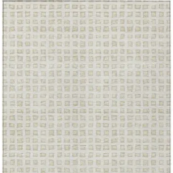 5' X 8' Ivory And Beige Geometric Washable Indoor Outdoor Area Rug