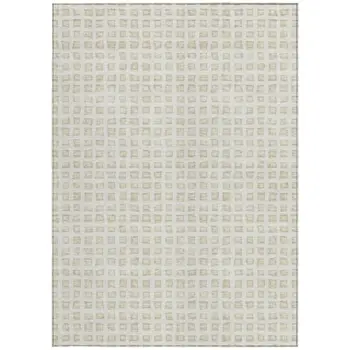 9' X 12' Ivory And Beige Geometric Washable Indoor Outdoor Area Rug