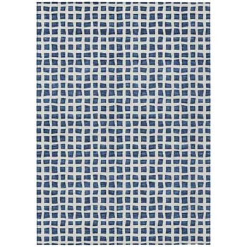 9' X 12' Navy Blue And Ivory Geometric Washable Indoor Outdoor Area Rug