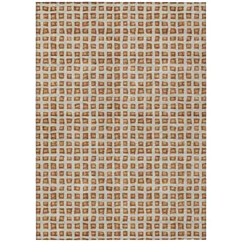 5' X 8' Orange Beige And Copper Geometric Washable Indoor Outdoor Area Rug