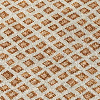 5' X 8' Orange Beige And Copper Geometric Washable Indoor Outdoor Area Rug