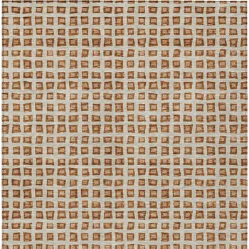 9' X 12' Orange Beige And Copper Geometric Washable Indoor Outdoor Area Rug