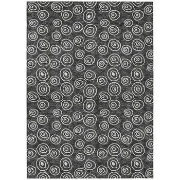 3' X 5' Black Gray And Ivory Geometric Washable Indoor Outdoor Area Rug