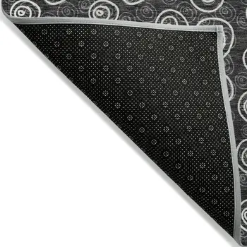 8' X 10' Black Gray And Ivory Geometric Washable Indoor Outdoor Area Rug