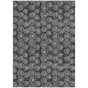 9' X 12' Black Gray And Ivory Geometric Washable Indoor Outdoor Area Rug