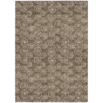 5' X 8' Brown Taupe And Beige Geometric Washable Indoor Outdoor Area Rug