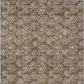 9' X 12' Brown Taupe And Beige Geometric Washable Indoor Outdoor Area Rug