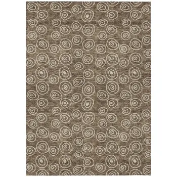 9' X 12' Brown Taupe And Beige Geometric Washable Indoor Outdoor Area Rug