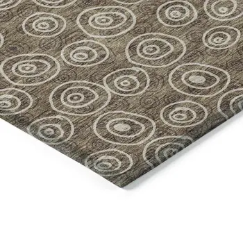 9' X 12' Brown Taupe And Beige Geometric Washable Indoor Outdoor Area Rug