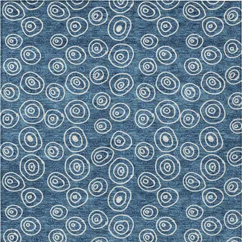 8' X 10' Navy Blue And Ivory Geometric Washable Indoor Outdoor Area Rug