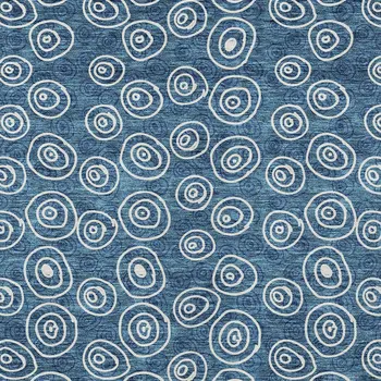 8' X 10' Navy Blue And Ivory Geometric Washable Indoor Outdoor Area Rug