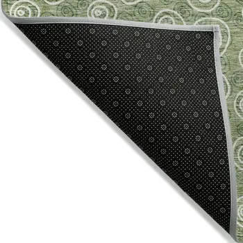 8' X 10' Green And Ivory Geometric Washable Indoor Outdoor Area Rug