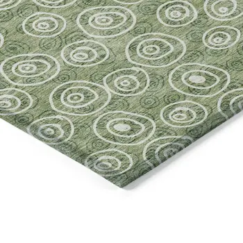 8' X 10' Green And Ivory Geometric Washable Indoor Outdoor Area Rug