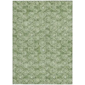 8' X 10' Green And Ivory Geometric Washable Indoor Outdoor Area Rug
