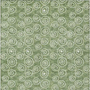 9' X 12' Green And Ivory Geometric Washable Indoor Outdoor Area Rug