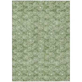 9' X 12' Green And Ivory Geometric Washable Indoor Outdoor Area Rug