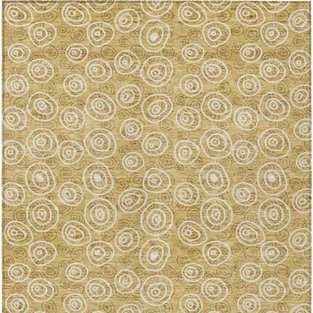 8' X 10' Gold Beige And Ivory Geometric Washable Indoor Outdoor Area Rug