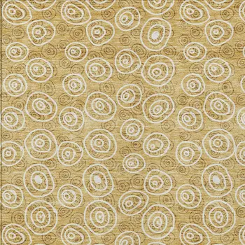 9' X 12' Gold Beige And Ivory Geometric Washable Indoor Outdoor Area Rug