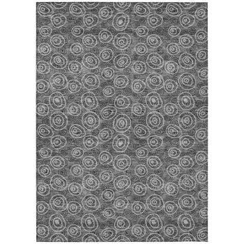 3' X 5' Gray Charcoal And Silver Geometric Washable Indoor Outdoor Area Rug