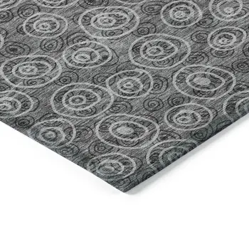 8' X 10' Gray Charcoal And Silver Geometric Washable Indoor Outdoor Area Rug