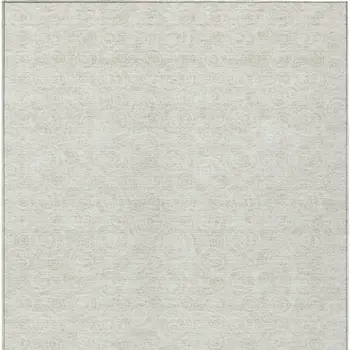 3' X 5' Ivory And Beige Geometric Washable Indoor Outdoor Area Rug