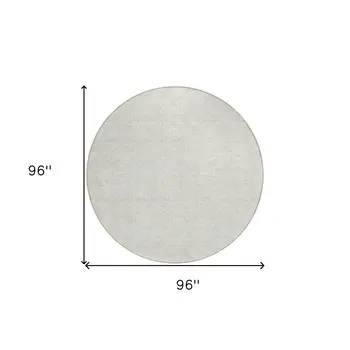 8' Ivory And Beige Round Geometric Washable Indoor Outdoor Area Rug