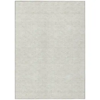 9' X 12' Ivory And Beige Geometric Washable Indoor Outdoor Area Rug