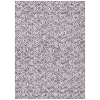 5' X 8' Lavender Purple And Ivory Geometric Washable Indoor Outdoor Area Rug