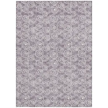 8' X 10' Lavender Purple And Ivory Geometric Washable Indoor Outdoor Area Rug
