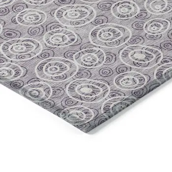 9' X 12' Lavender Purple And Ivory Geometric Washable Indoor Outdoor Area Rug