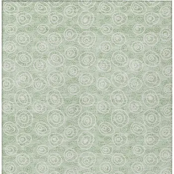 8' X 10' Mint Green Artichoke Green And Ivory Geometric Washable Indoor Outdoor Area Rug