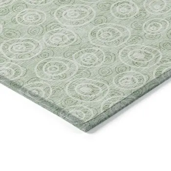 8' X 10' Mint Green Artichoke Green And Ivory Geometric Washable Indoor Outdoor Area Rug
