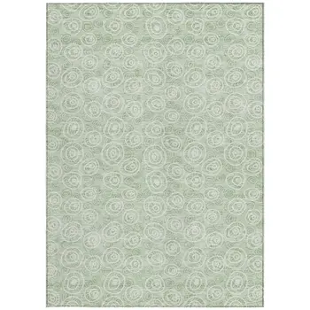 10' X 14' Mint Green Artichoke Green And Ivory Geometric Washable Indoor Outdoor Area Rug