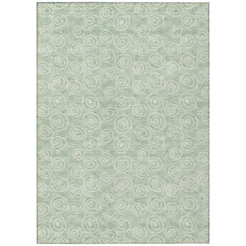10' X 14' Mint Green Artichoke Green And Ivory Geometric Washable Indoor Outdoor Area Rug