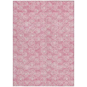 10' X 14' Pink And Ivory Geometric Washable Indoor Outdoor Area Rug