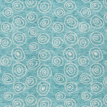 3' X 5' Teal Blue And Ivory Geometric Washable Indoor Outdoor Area Rug