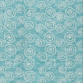 8' X 10' Teal Blue And Ivory Geometric Washable Indoor Outdoor Area Rug