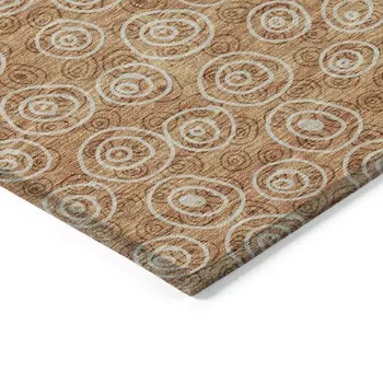 8' X 10' Terra Cotta Copper And Beige Geometric Washable Indoor Outdoor Area Rug