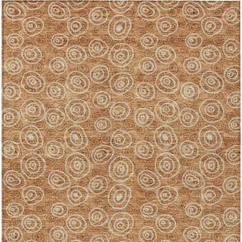 9' X 12' Terra Cotta Copper And Beige Geometric Washable Indoor Outdoor Area Rug