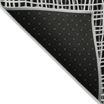 5' X 8' Black Gray And Ivory Striped Washable Indoor Outdoor Area Rug