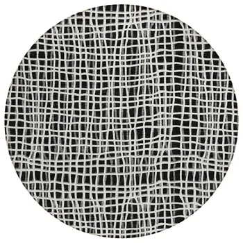 8' Black Gray And Ivory Round Striped Washable Indoor Outdoor Area Rug