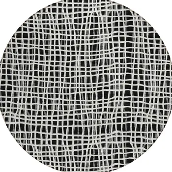 8' Black Gray And Ivory Round Striped Washable Indoor Outdoor Area Rug