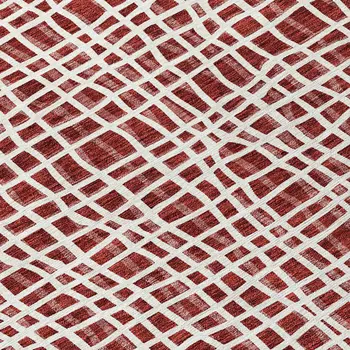 8' X 10' Burgundy And Ivory Striped Washable Indoor Outdoor Area Rug
