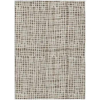 10' X 14' Brown Beige And Ivory Striped Washable Indoor Outdoor Area Rug