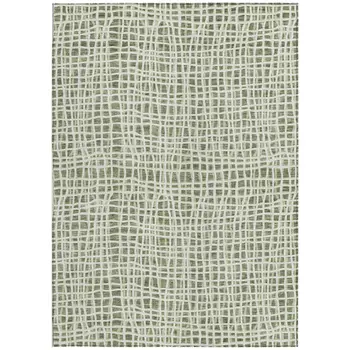 3' X 5' Green And Ivory Striped Washable Indoor Outdoor Area Rug