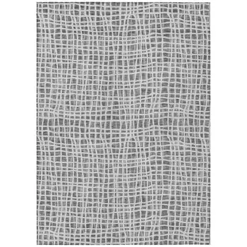 3' X 5' Gray Charcoal And Silver Striped Washable Indoor Outdoor Area Rug