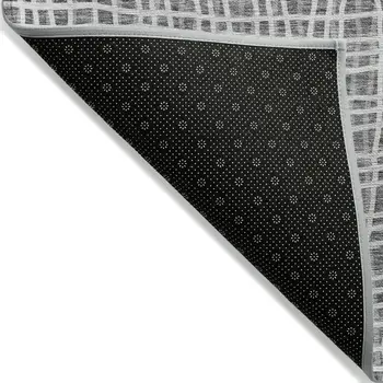 10' X 14' Gray Charcoal And Silver Striped Washable Indoor Outdoor Area Rug