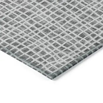 10' X 14' Gray Charcoal And Silver Striped Washable Indoor Outdoor Area Rug